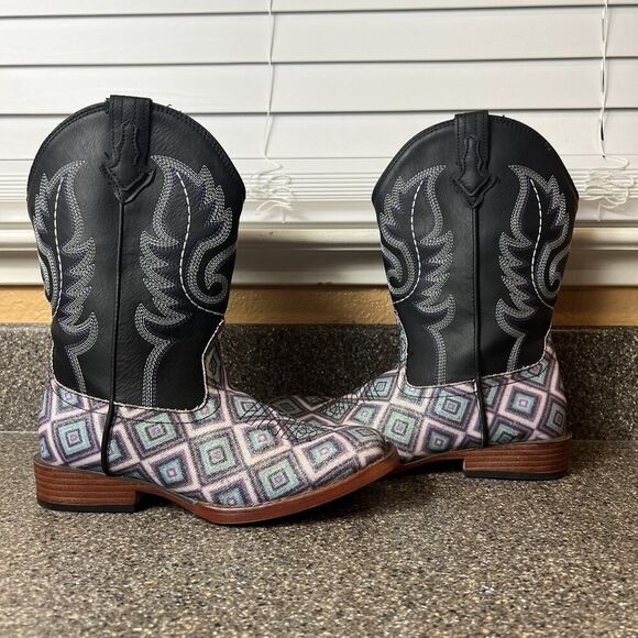 Roper Little Kids Girls Sz 3 Multicolor Faux Leather Cowboy Western Pull On Boot - Picture 4 of 10